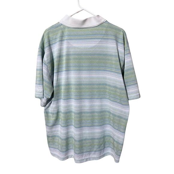 Men's PGA Tour Golf Green Blue White Stripe shirt size XL - Picture 2 of 7
